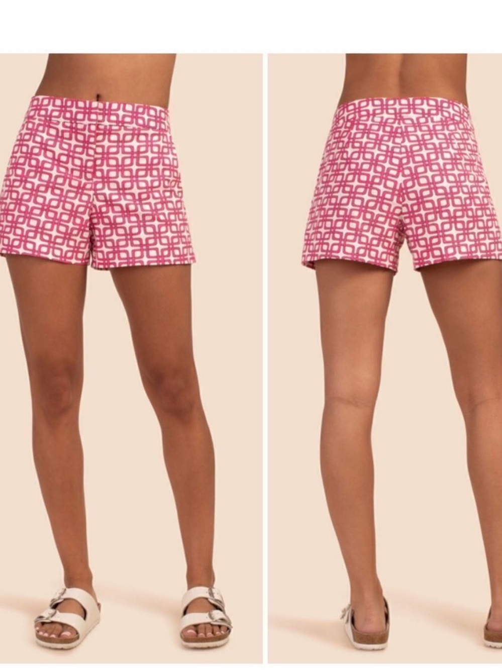 Trina Turk Pink & White Geometric Print Bermudas